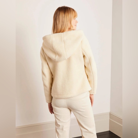 NWT Boden Elgin Borg Hooded Cream Brown Zip Toggle Duffel Coat sz 14 - Picture 3 of 15